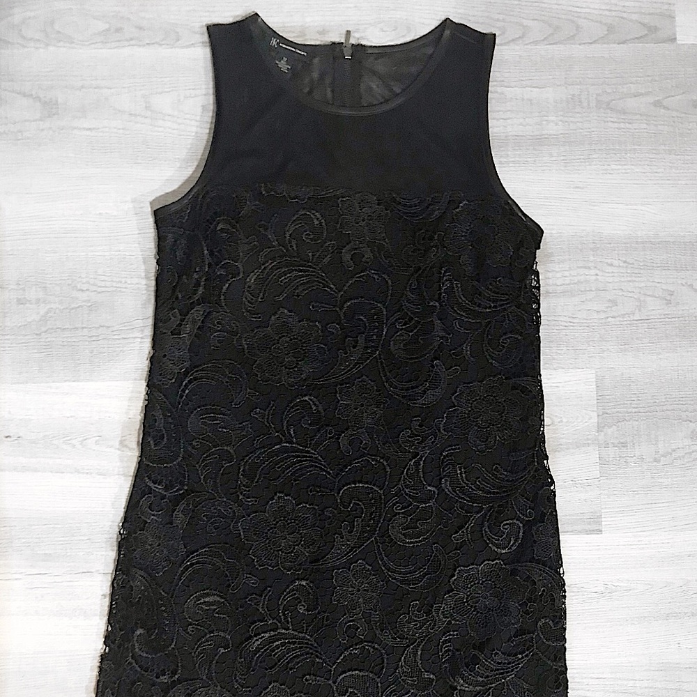 Inc International Concept Women’s Black Lace Knee Length Shift dress size 12